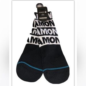Stance Kids Ramones Crew Socks 1 Pair Youth L 3-5.5 White Black NY Punk Joey Bop